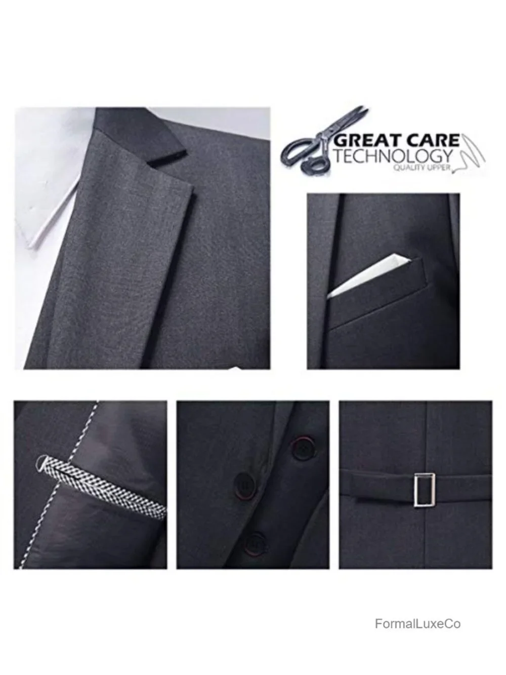 Men's 3-Piece Suit Set Classic Fit Wedding Tuxedo Blazer Vest Pants